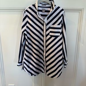 Chico's Black and White Diagonal Stripe Tunic